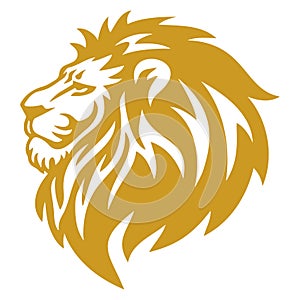 Lion Head Gold Golden Logo Mascot Vector Illustration Design