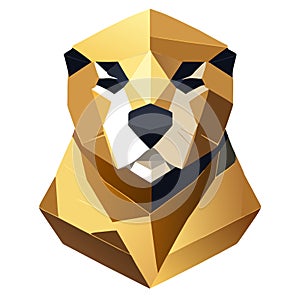 Lion head in gold isolated on white background. Vector illustration. Generative AI