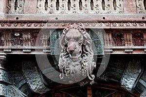 The lion head on House of Scientists, the palace of Count Tolstoy building, Odessa Ukraine