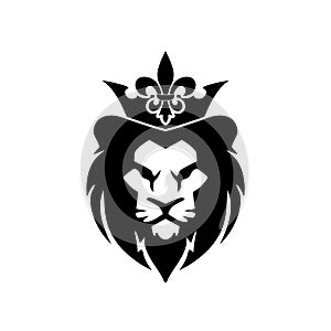 Lion head icon on white background. Lion head sign with Fleur de lis