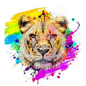 Lion head illustration color art