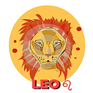 Lion head illustration,horoscope zodiac sign leo, animal