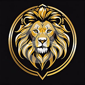 lion head illustration logo template design
