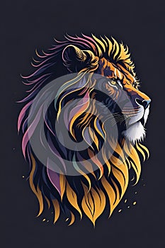 Lion head illustration, a silhouette design of a lion, sunset design