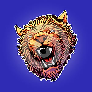 the lion head illustration vector