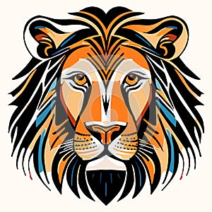 Lion head isolated on white background. Hand drawn vector illustration. generative AI