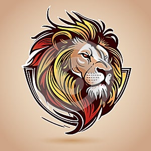 Lion head logo design. Wild lion vector