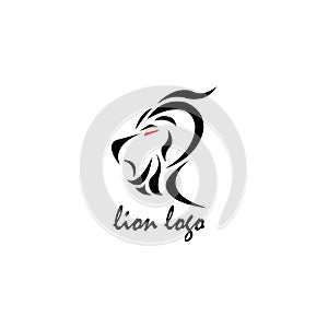 Lion head logo illustration black clipart template design vector