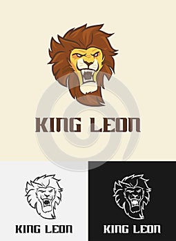 Lion head logo mascot King Leon