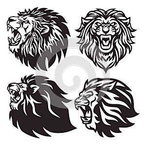Lion Head Logo Set Collection Package Premium Vector Design