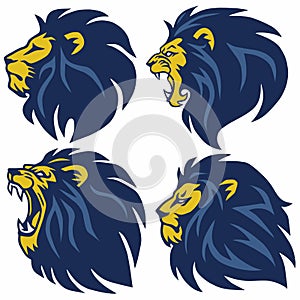 Lion Head Logo Set. Premium Collection Vector