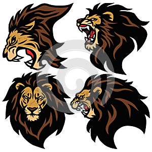 Lion Head Logo Set Vector Sport Esport Mascot Illustration Design