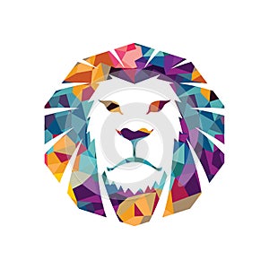 Lion head logo template creative illustration Animal wild cat face graphic sign Pride strong power