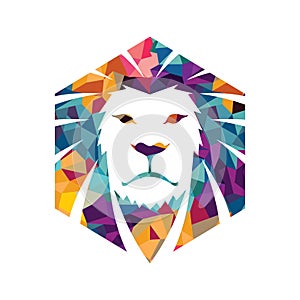 Lion head logo template creative illustration Animal wild cat face graphic sign Pride strong power