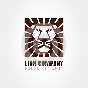 Lion head logo template, symbol of strength, power, guard and se