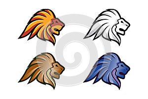 Lion Head Logo Vector Template Illustration Design, Wild Lion Head Mascot