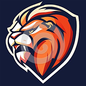 Lion head mascot logo. Lion head vector illustration. Lion head logo template for sport team Generative AI