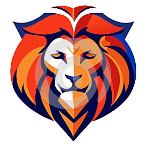 Lion head mascot logo template vector icon illustration design for sport team Generative AI