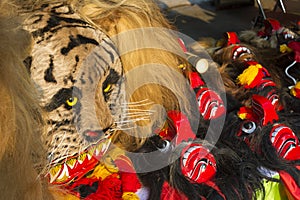 Lion head mask use on Reog Ponorogo performance