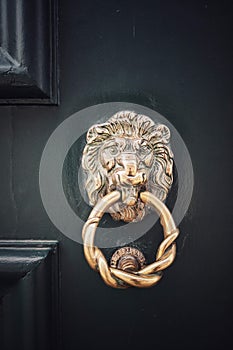 Lion head metal door knocker