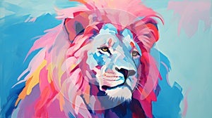 Colorful Lion Painting In Bold Graphic Design Style photo