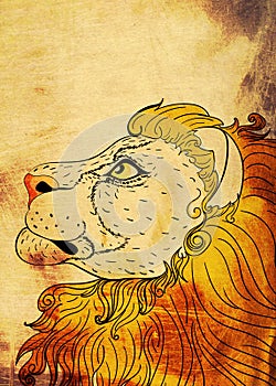 Lion head profile grunge design