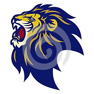 Lion Head Roaring Logo Design Vector Icon Sports Mascot Template