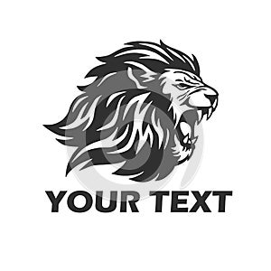 Lion Head Roaring. Mascot Logo Template Vector photo