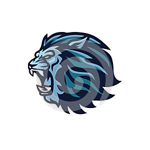 Lion Head Roaring Mascot Vector Icon Logo