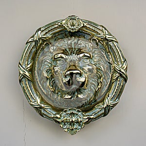 Lion head shaped brass door knocker