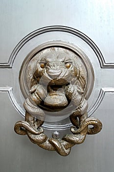 Lion head shaped brass door knocker