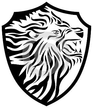 Lion head in shield shape