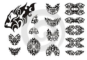 Lion head symbols - black on white