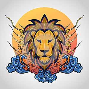 Lion head tattoo logo icon design, vector photo