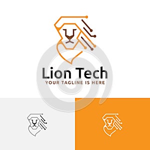 Lion Head Technology Computer Internet Circuit Logo