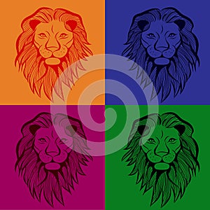 Lion head vector animal illustration for t-shirt. Sketch seamless tattoo design