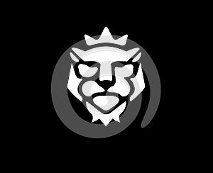 Lion kings head logo in black background photo