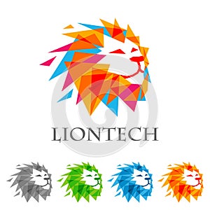 Lion head vector logo design, abstract tiger logo