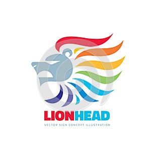 Lion head - vector logo template concept illustration. Abstract positive colorful creative sign. Graphic design element photo
