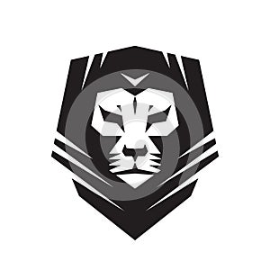 Lion head - vector logo template creative illustration. Animal wild cat face graphic sign. Pride, strong, power concept symbol.