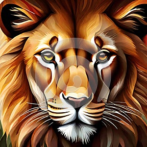 Lion head,  Wild animal portrait,  Colorful