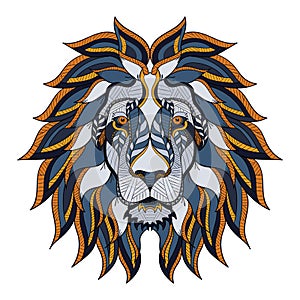 Lion head zentangle, doodle stylized, vector, illustration,