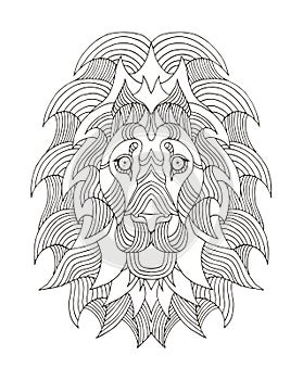 Lion head zentangle stylized, vector, illustration, freehand pen