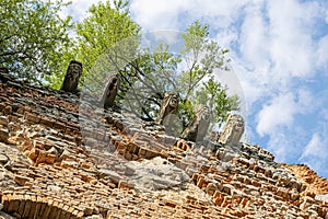 Lion heads, Pajstun castle ruins, Slovakia