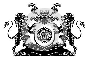 Lion Heraldic Coat of Arms Shield Crest Emblem