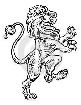 Lion Heraldic Style Drawing