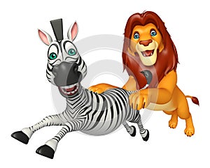 Lion hunting Zebra