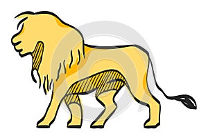 Lion icon in color drawing