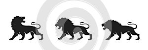 Lion icon set. image of animal for emblem and logo. courage, valor and power symbol