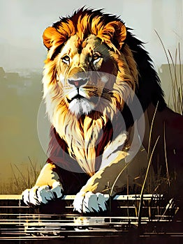 Lion Illustration Tattoo Design Lion Artwork Big Cat Predatory